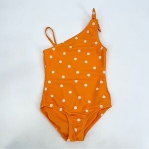 GAP Kids Swimsuit Girls S Orange White Polka Dot One Piece Bathing Suit Beach
